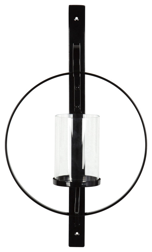 Kate and Laurel Doria Metal Wall Candle Holder Sconce, Black