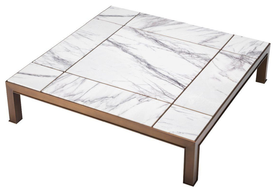 White Marble Brass Coffee Table | Eichholtz Tardieu