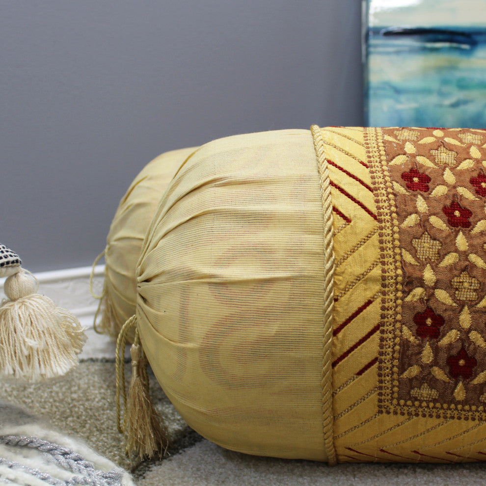 Natural Geo Yellow/Gold Gao Takiya Bolster Pillow, Set of 2