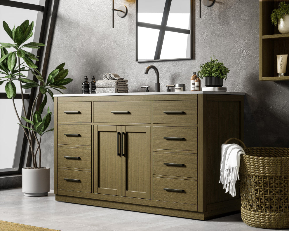 Home Living 60" Single Bathroom Vanity, Chestnut Brown