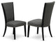 Set Of 2, Dining Room Chairs, Black Wooden Structure, Dark Gotham Grey Seat