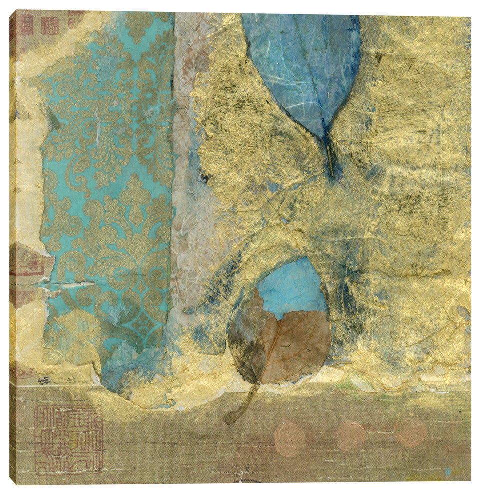 "Wabi-Sabi Leaf" Giclee Canvas Wall Art, 12"x12"