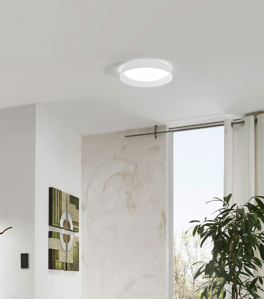 Palomaro - 1-Light LED Ceiling Light - White Glass - White Fabric
