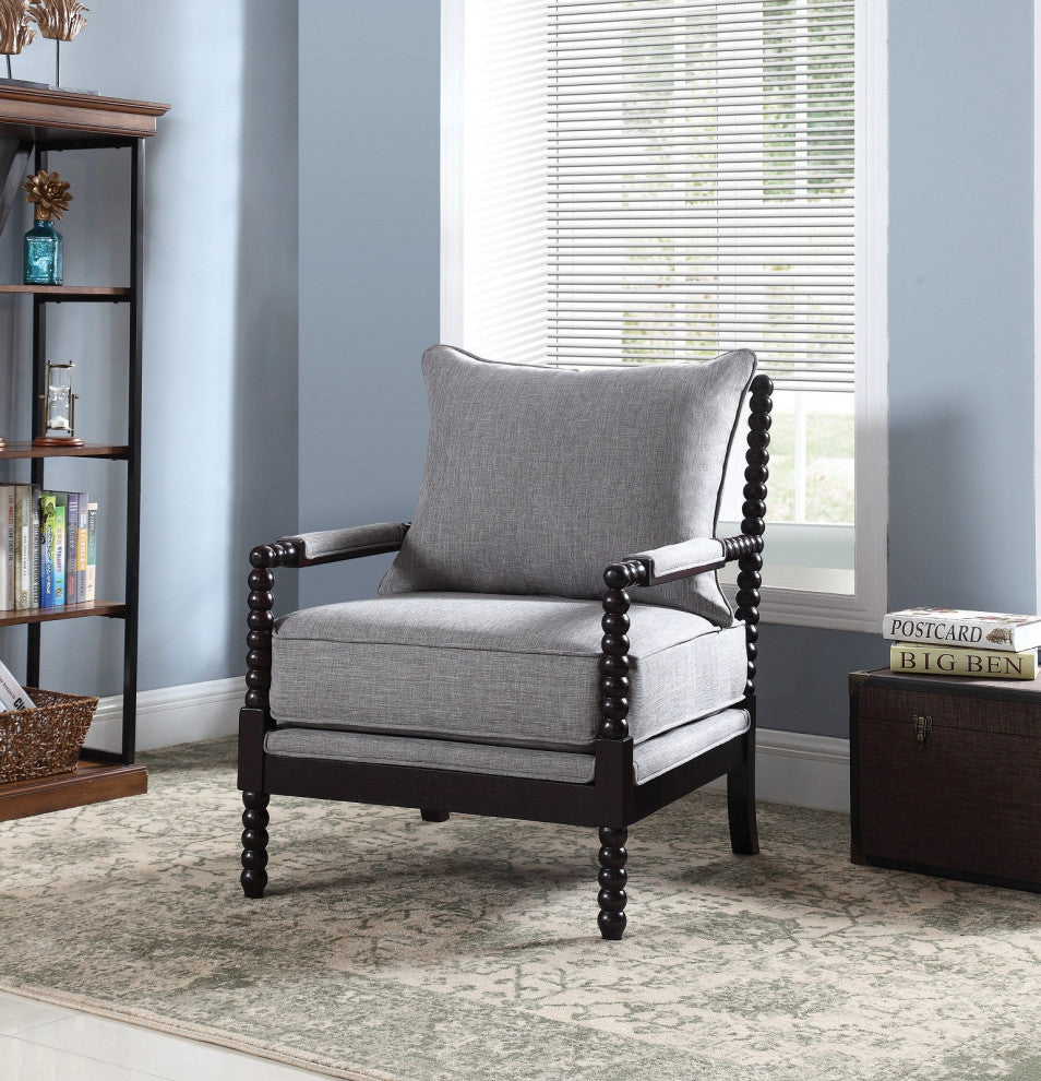 Cushion Back Accent Chair, Gray and Black