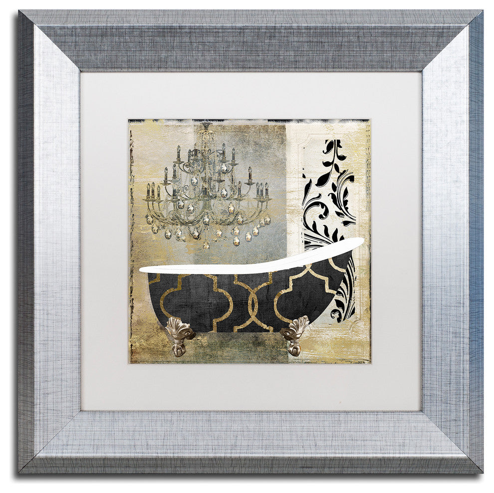 Color Bakery 'Paris Bath II' Matted Framed Art, Silver Frame, White Mat, 11x11