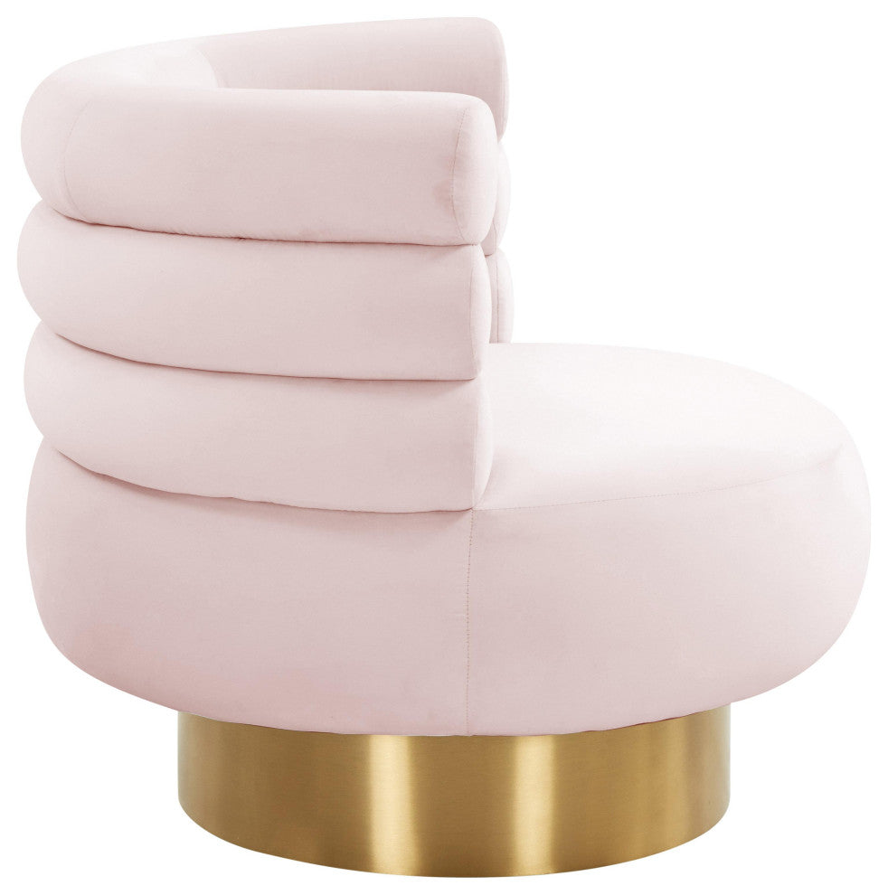 Naomi Blush Velvet Swivel Chair, Blush