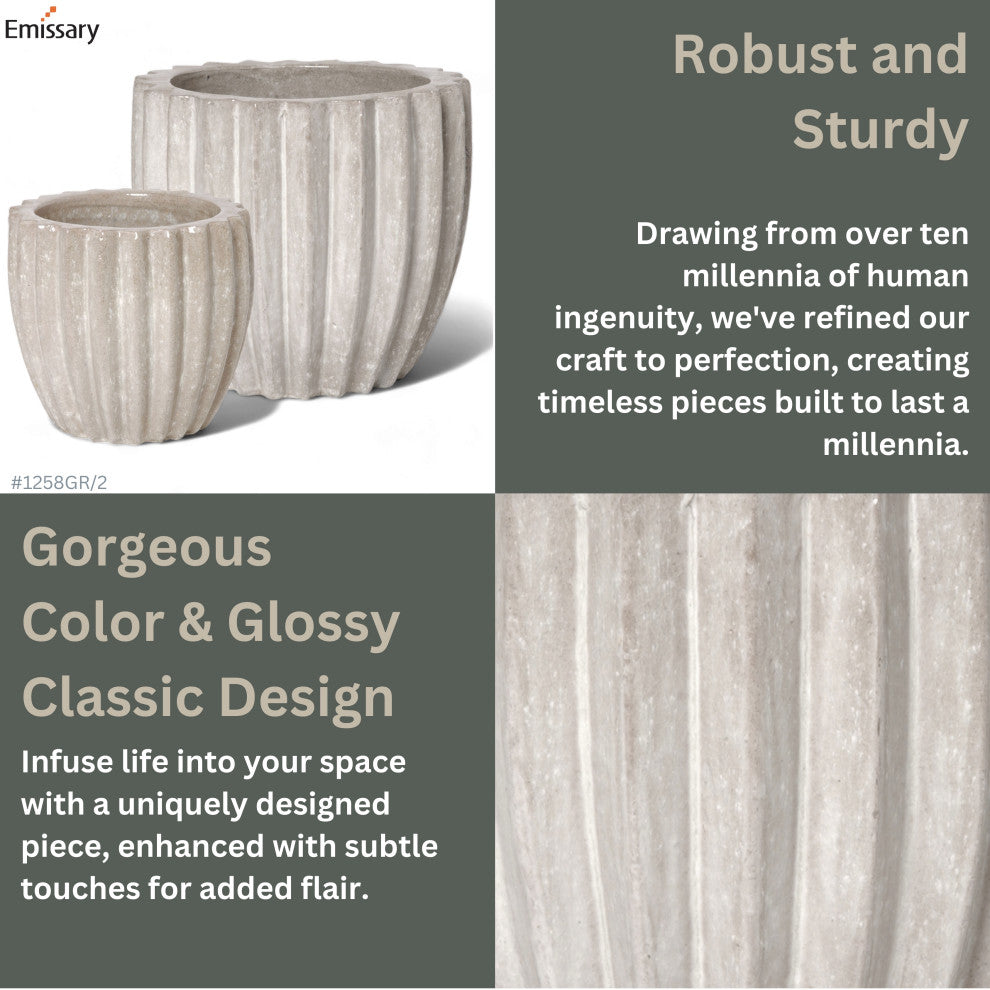 Tucker Round Pot, Stone Gray