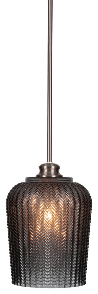 Cordova 1-Light Stem Hung Pendant, Brushed Nickel/Smoke Textured