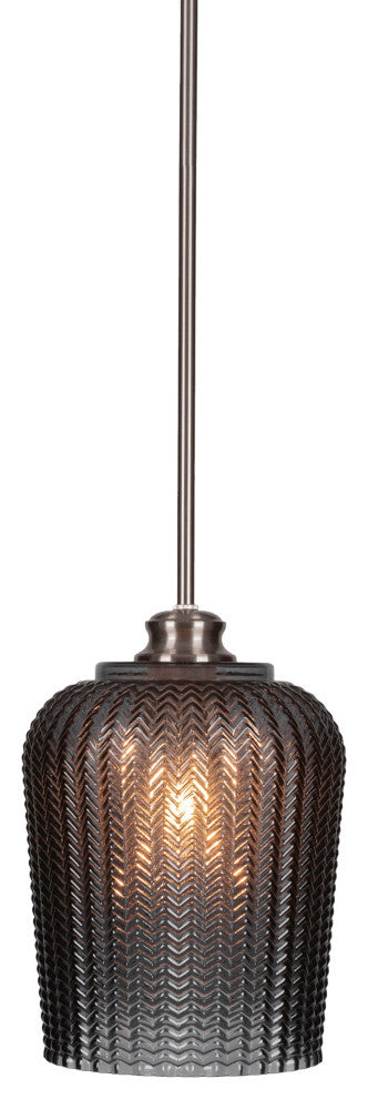 Cordova 1-Light Stem Hung Pendant, Brushed Nickel/Smoke Textured