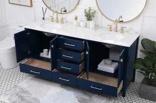 Blue 72" Double Sink Bathroom Vanity