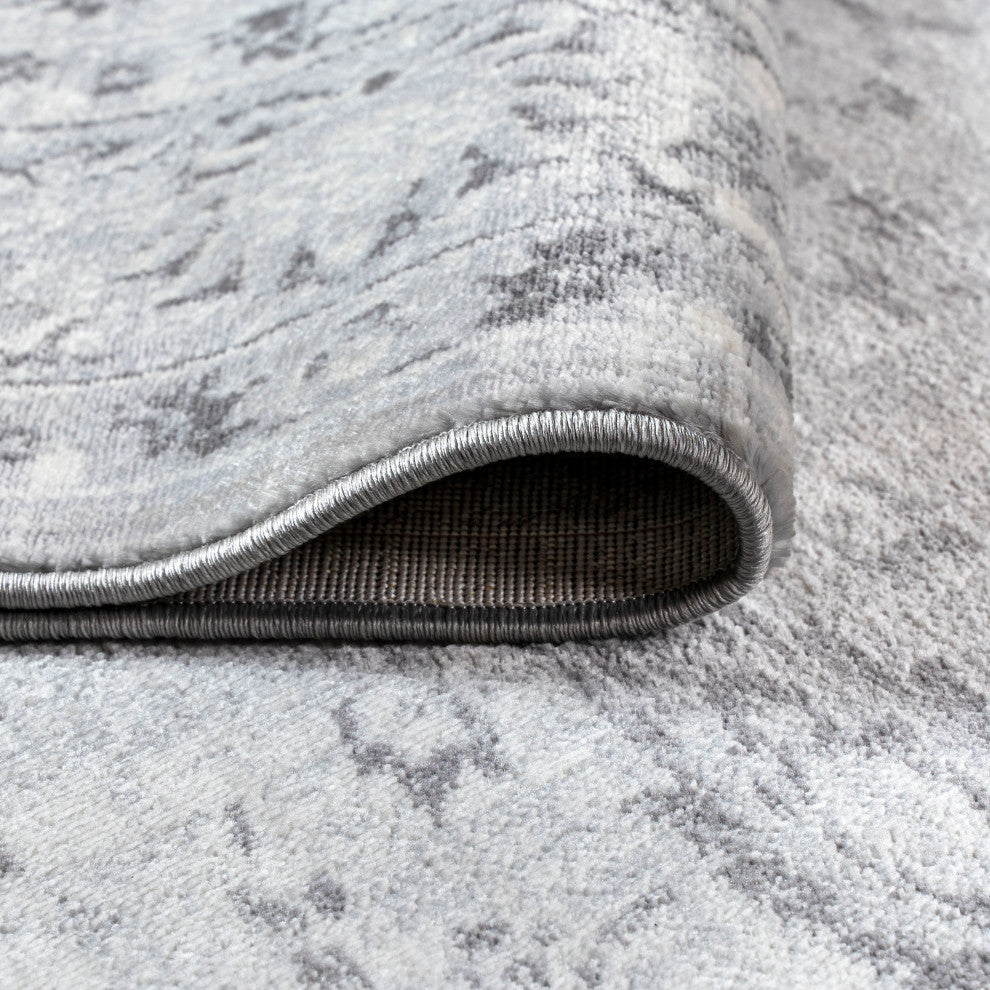 Lotus Modern Persian Floral Area Rug, Gray, 5 X 8