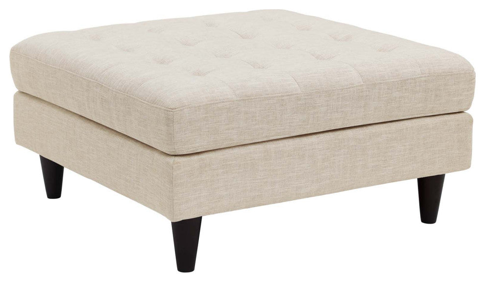 Beige Empress Upholstered Fabric Large Ottoman