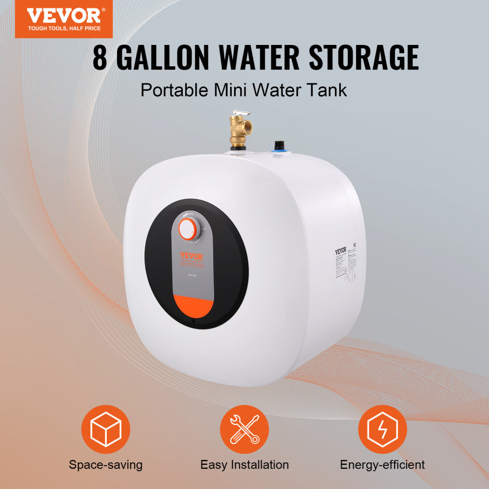 VEVOR 8 Gallon Electric Mini-Tank Water Heater Shower Compact Storage