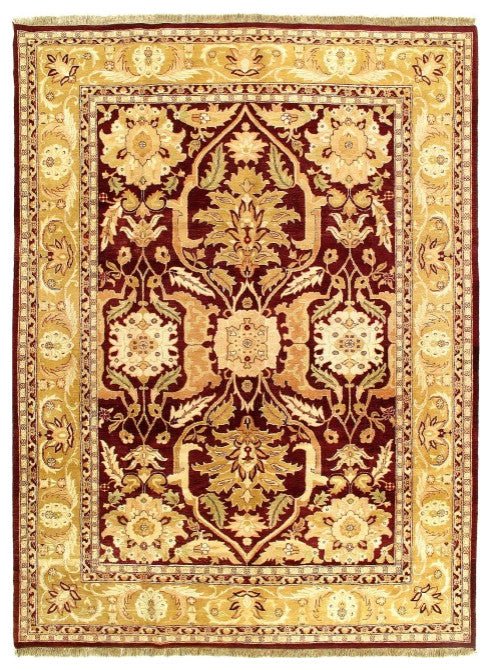 Brown Fine Hand Knotted Agra Rug 9'x12'