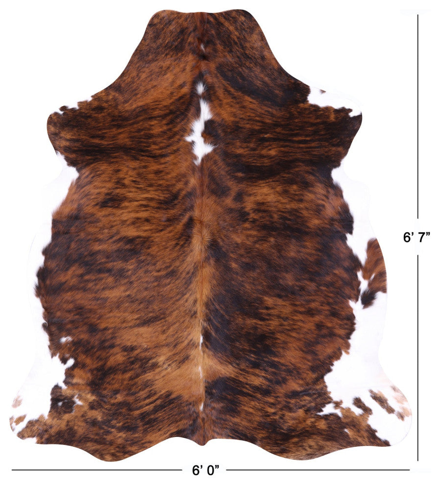 6' 7" X 6' 0" Brindle Natural Cowhide Rug C2363