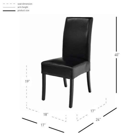 Valencia Dining Side Chair, Black, Split Leather