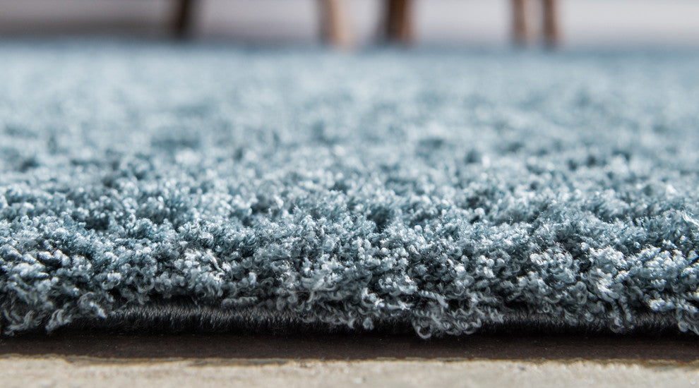 Unique Loom Slate Blue Studio Solid Shag 2' 0 x 6' 7 Runner Rug