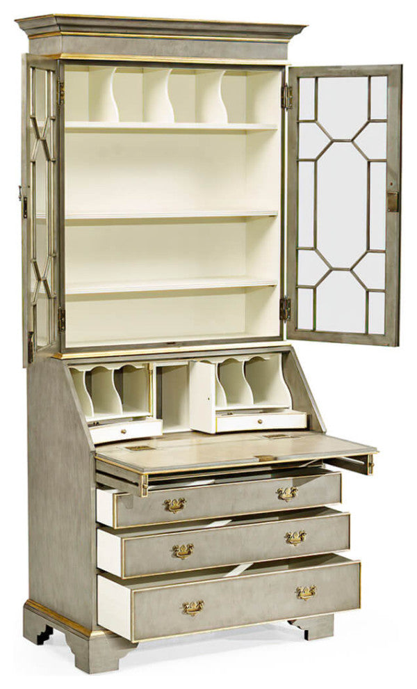 George III Parcel Gilt Secretary Bookcase