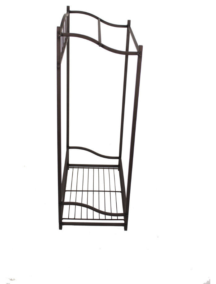 Benzara Metal Bath Towel Butler Stand With Shelf, Bronze