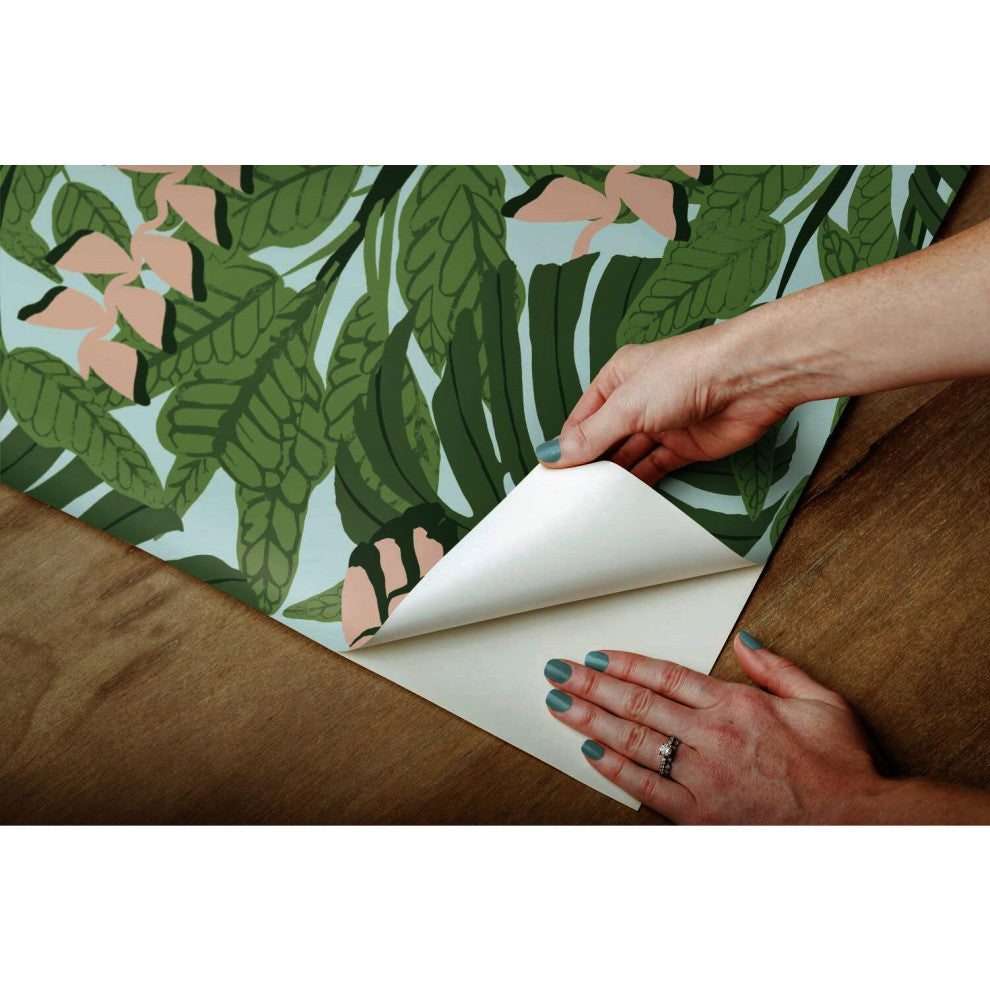 Finlayson Bunaken Peel And Stick Wallpaper, Green/Blue