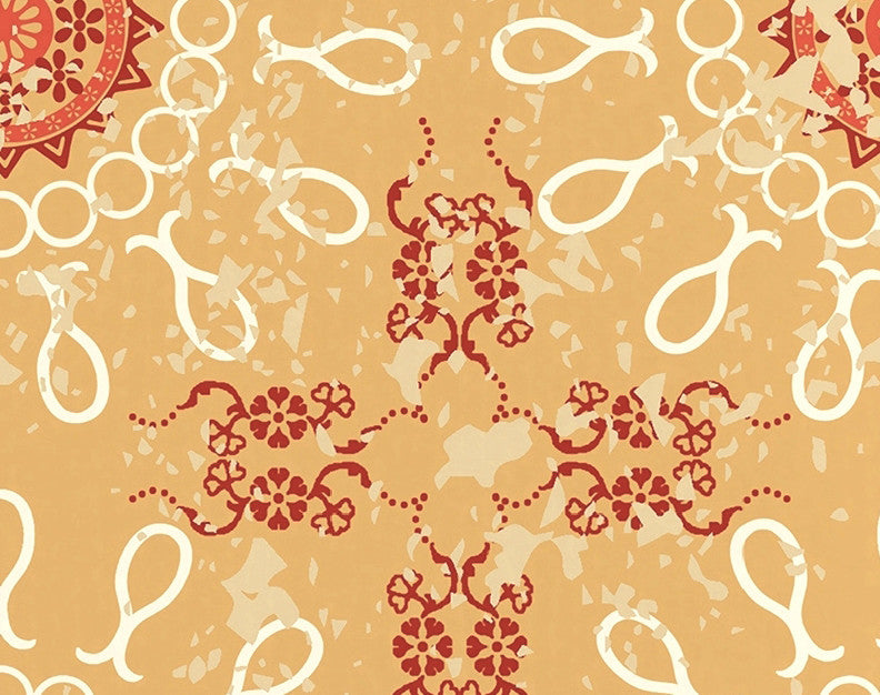 Sun Tile Geometric Print Hand Towel, Gold