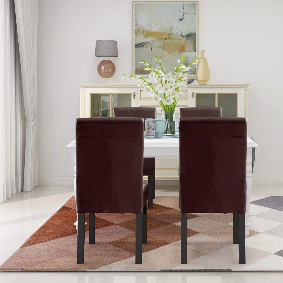 Rochefort Synthetic Leather Armless Set of 2-Pieces Dining Room Accent Chair, Br