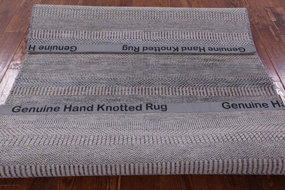 4' 2" X 6' 3" Savannah Grass Wool and Silk Hand Knotted Rug Q11991