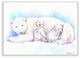 Polar Bear Family Animal Blue Watercolor Painting, 10"x15"