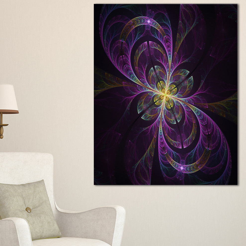 "Purple Abstract Floral Shapes" Floral Wall Art Canvas, 16"x32"