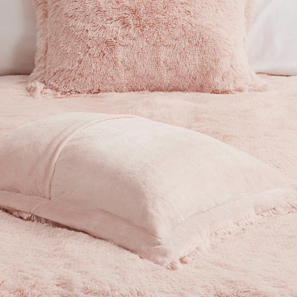 Intelligent Design Malea Shaggy Fur Duvet Cover Set, Blush
