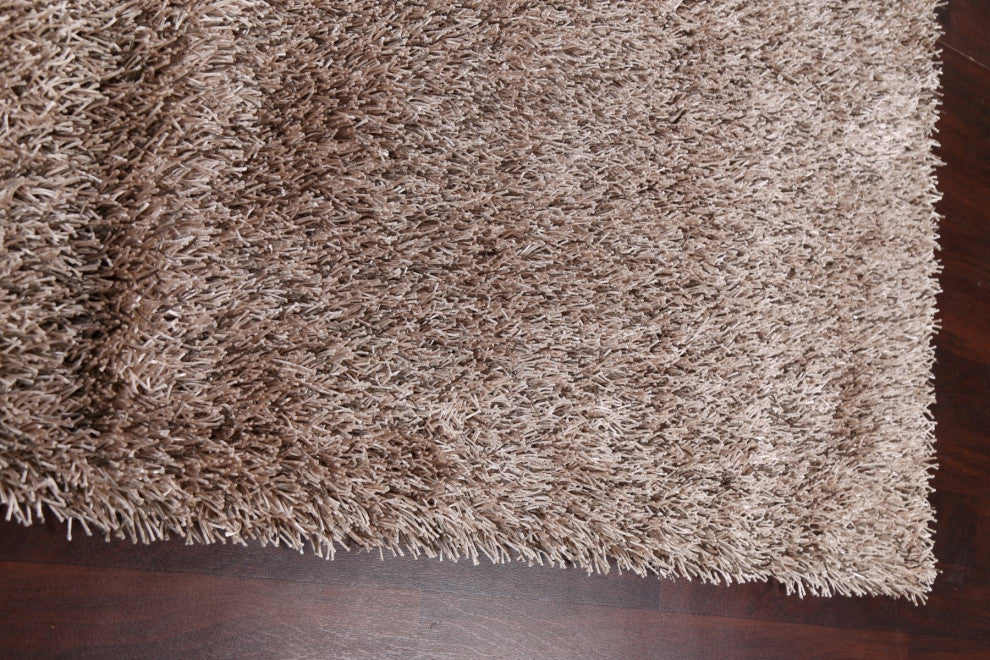 Champagne Plush Shaggy Oriental Area Rug Hand-tufted Carpet 5x7