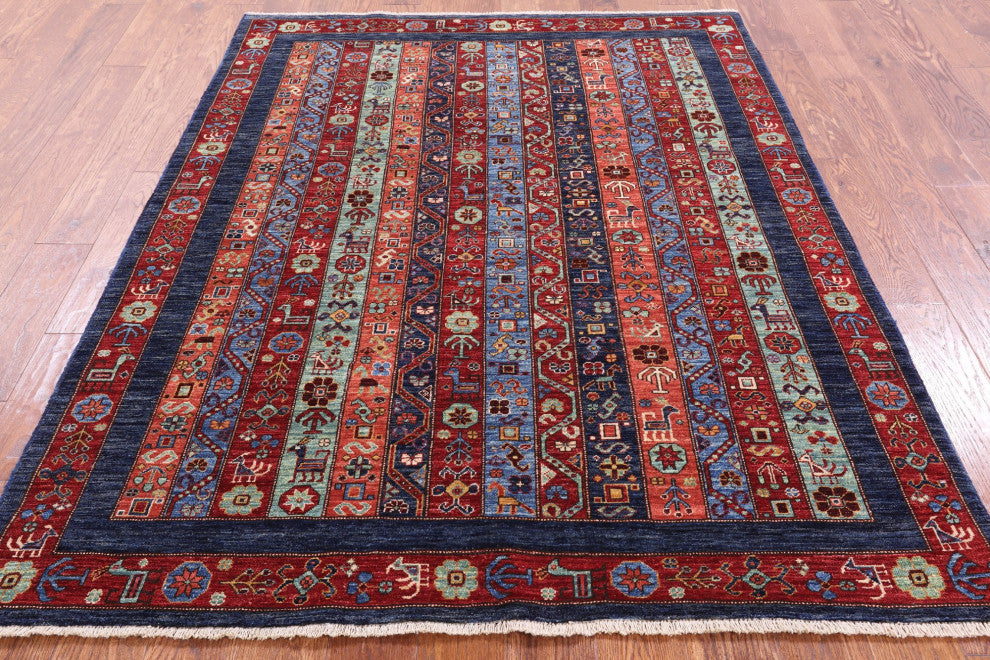 5' 2" X 6' 9" Shall Persian Gabbeh Hand Knotted Wool Rug Q5022
