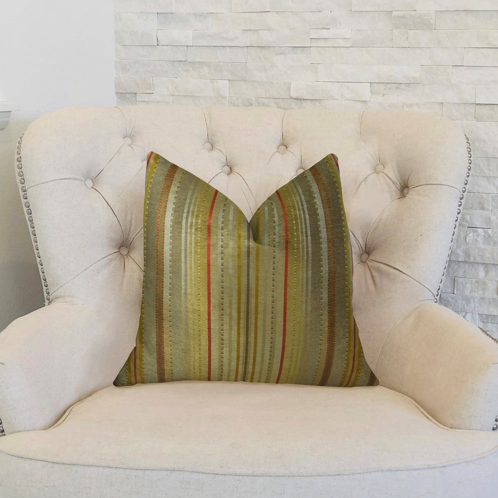 Macedonia Gold Red and Silver Handmade Luxury Pillow, 24"x24"