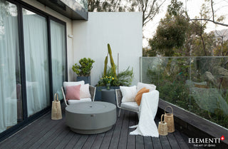 Colosseo Round Light Grey Concrete 41" Natural Gas Fire Table by Elementi Plus