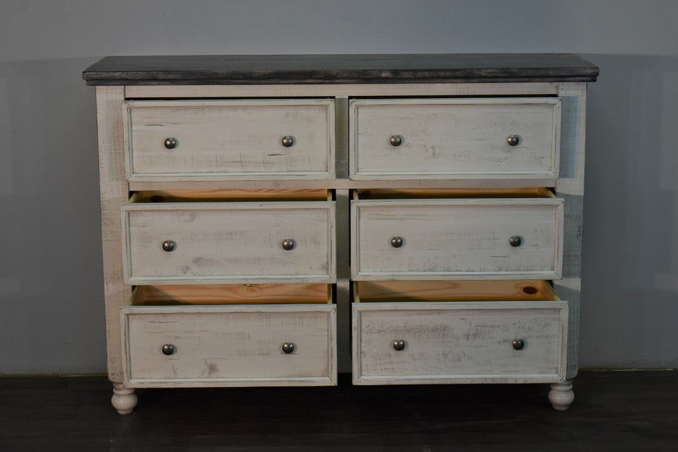 Stonegate Rustis Solid Wood 6 Drawer Dresser, White