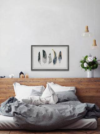 "Shaded Feathers" Framed Painting Print, 30"x20"