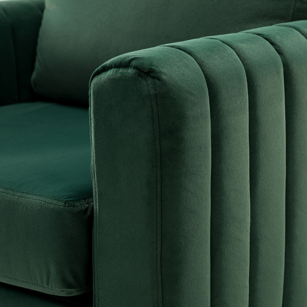 Contemporary Style Club Chair With Arms, Set of 2, Green