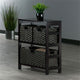 Leo 4-PieceStorage Shelf With 3 Foldable Woven Baskets, Espresso and Chocolate