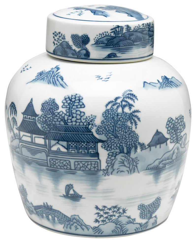 9" Blue & White Ginger Jar