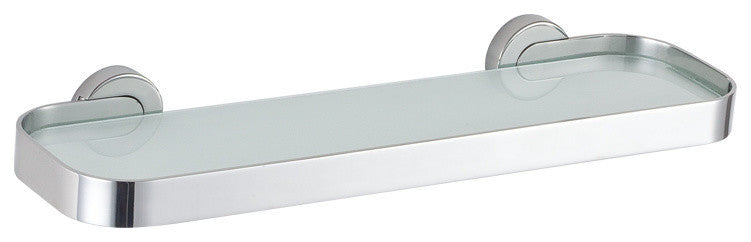 Milo Contemporary Stainless Steel Glass Vanity Shelf, Chrome