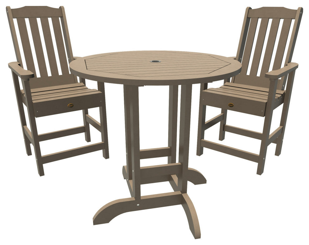 Springville 3-Piece Round Dining Set, Weathered Acorn, Woodland Brown
