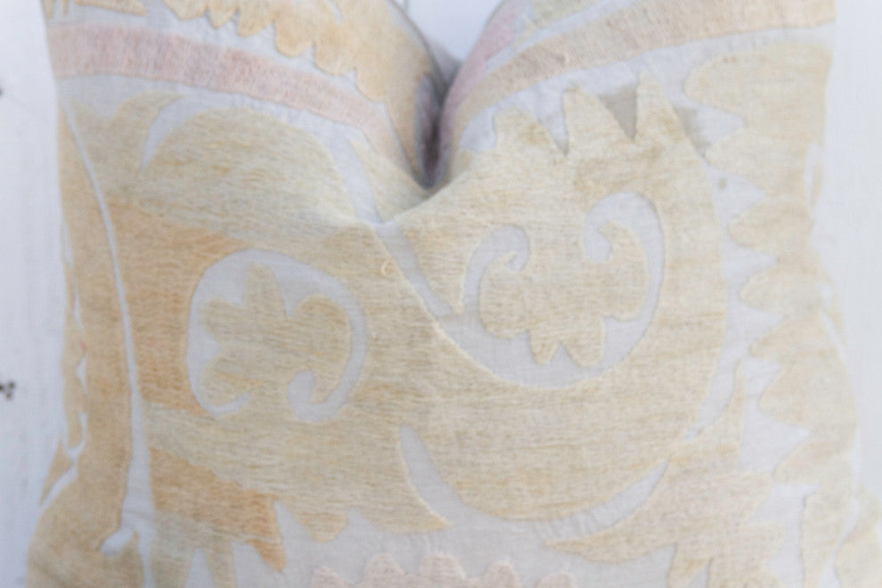 Navajo White Large Vintage Suzani Pillow