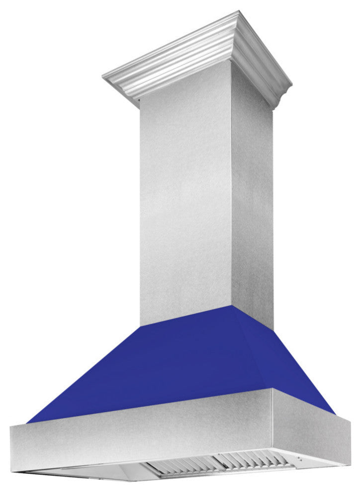 30" DuraSnow Stainless Steel Range Hood With Blue Matte Shell, 8654BM-30