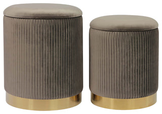 TOV Furniture Channeled Grey Velvet Storage Ottomans - Set of 2