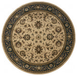 Aiden Traditional Vintage Inspired Ivory/Blue Rug, 6' Round