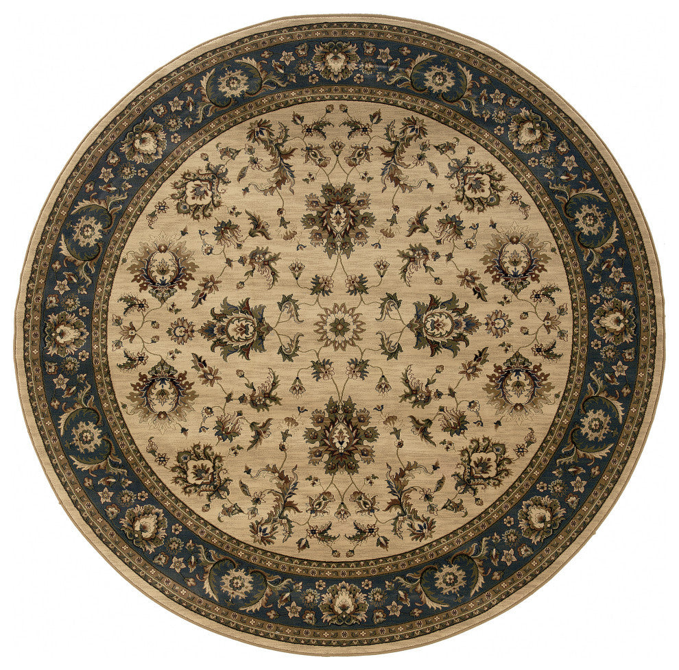 Aiden Traditional Vintage Inspired Ivory/Blue Rug, 6' Round