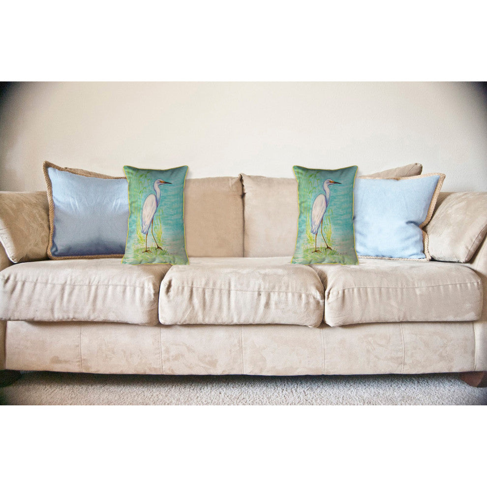Snowy Egret Large Indoor/Outdoor Pillow 16x20