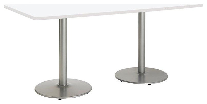 KFI Mode 42" x 96" Conference Table with White Round Silver Base Bistro Height