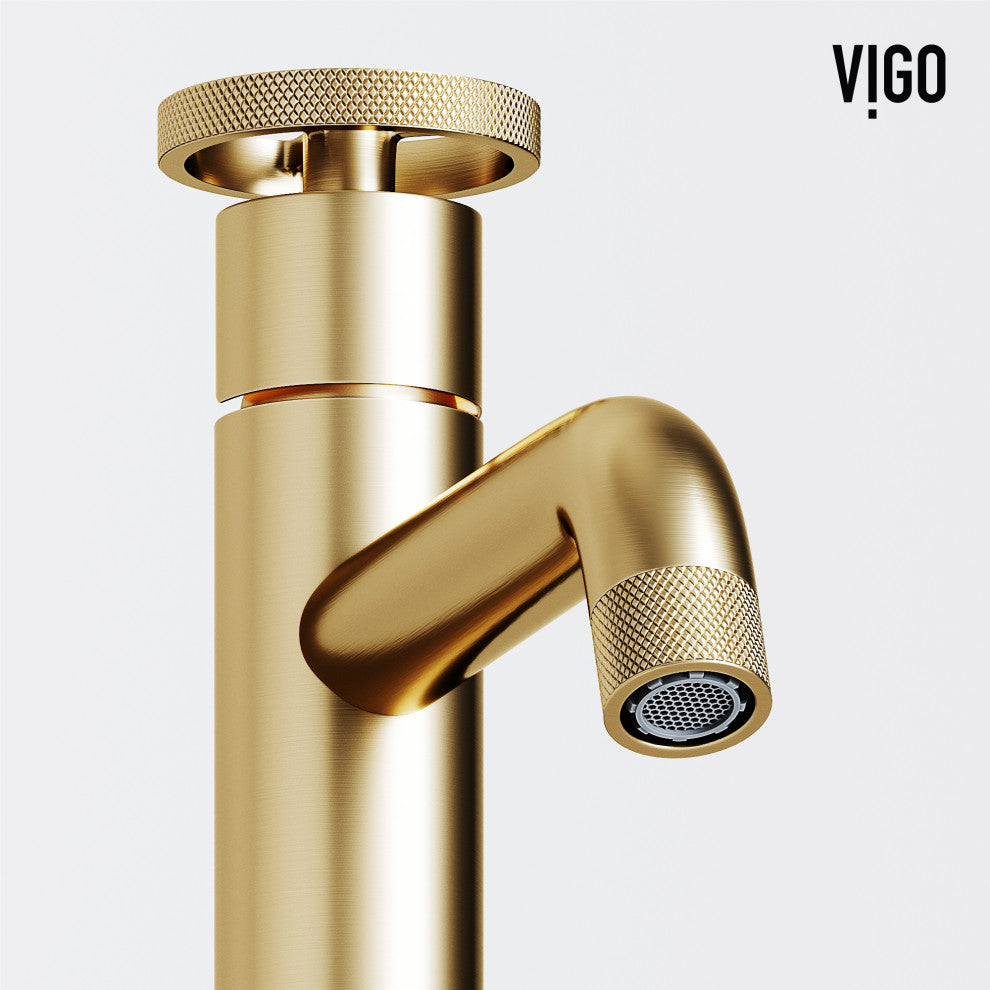VIGO Cass 12" H Single Handle Single Hole Bathroom Vessel Faucet, Matte Brushed Gold