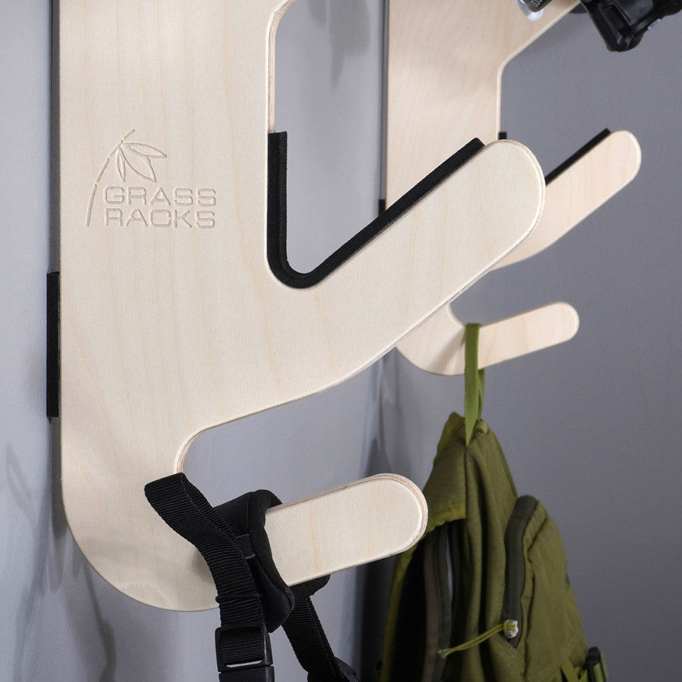 Ski Rack - The Hallsteiner Series Horizontal Ski Wall Mount, Birch, Pro